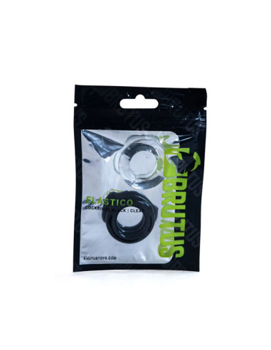Set doua inele penis elastice carnoase - Elastico Cockrings Black Clear Set - Brutus