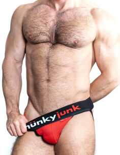Jockstrap suspensor banda lata 4 cm plus inel cockring cadou - OxJok HunkyJunk Hunker   Red - Oxballs 2