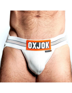 Jockstrap suspensor banda lata 4 cm inel cadou - OxJok SlingJock Upthrust Slider White - Oxballs