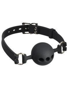 Calus cu gauri cauciuc fetish BDSM - Bondage Beginner Breathable Ball Gag Black - Push