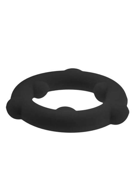 Inel penis premium elastic carnos silicon Liquid negru - Spinner Cockring Black - Oxballs