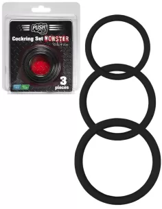 Set trei inele diferite elastice silicon - Push - Monster Edition 3 Set Ring Silicone