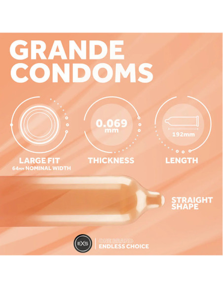 Set 12 prezervative XL - Grande XL Condoms 12 Pack 64 mm - EXS