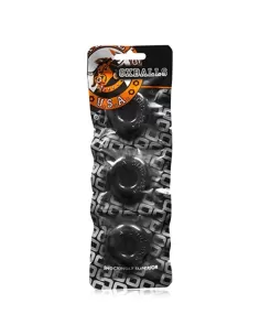 Set 3 inele negre silicon PF Blend elastice carnoase - Oxballs Ringer Cockring Black 3 Pack 2