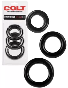 Set trei inele elastice carnoase vinil negru aderente moi - 3 Ring Set - Colt