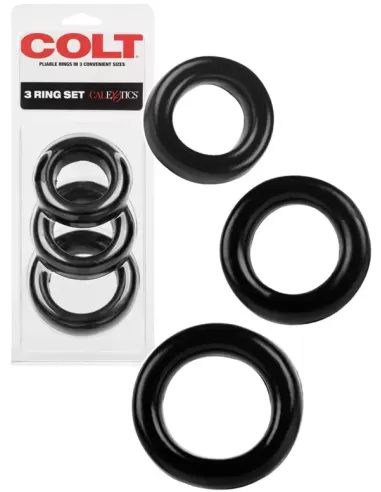 Set trei inele elastice carnoase vinil negru aderente moi - 3 Ring Set - Colt