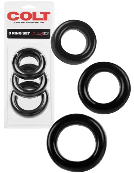 Set trei inele elastice carnoase vinil negru aderente moi - 3 Ring Set - Colt