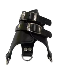 Parasuta intindere testicole, piele naturala neagra, atarnare greutati - Leather Parachute - BON4