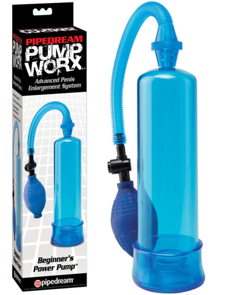 Pompa penis incepatori 19 x 5 cm - Beginners Power Pump Worx Blue - Pipedream
