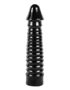 Dildo vinil 26.5 x 6 cm cu striatii stimulare - All Black Bernhard AB29