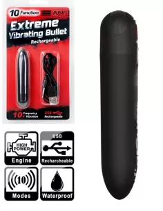 Push 10 Function Extreme Vibrating Bullet Rechargeable