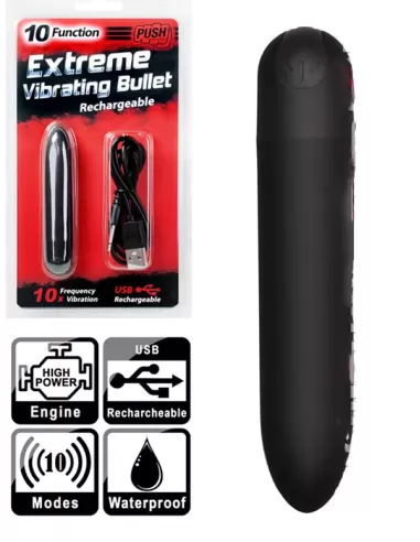Push 10 Function Extreme Vibrating Bullet Rechargeable