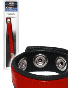 Inel reglabil piele naturala rosu - Leather Cockring Strap Band Red - Push
