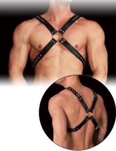 Shots Harness Adonis Black - ham piept BDSM piele naturala neagra