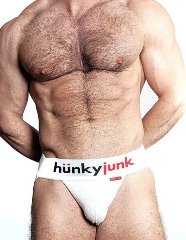 Jockstrap suspensor alb banda lata 4 cm - Hunker OxJok White Snow - Oxballs