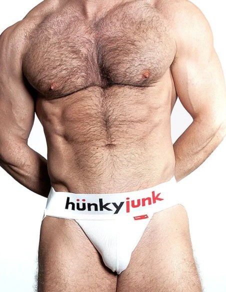 Jockstrap suspensor alb banda lata 4 cm - Hunker OxJok White Snow - Oxballs