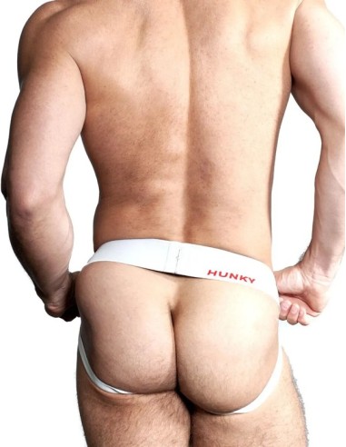 Jockstrap suspensor alb banda lata 4 cm - Hunker OxJok White Snow - Oxballs