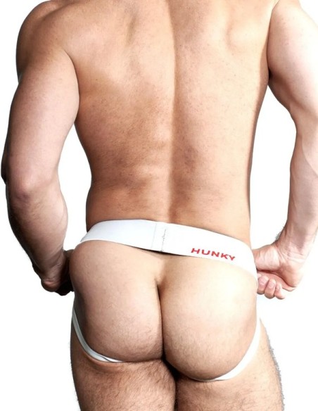 Jockstrap suspensor alb banda lata 4 cm - Hunker OxJok White Snow - Oxballs