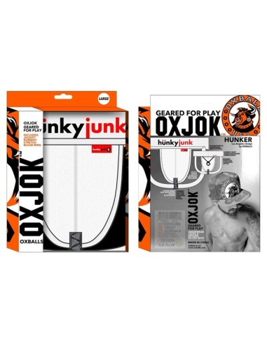 Jockstrap suspensor alb banda lata 4 cm - Hunker OxJok White Snow - Oxballs