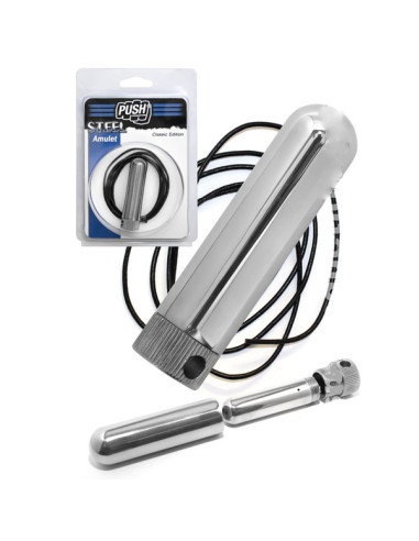 Medalion inahalator otel inox siret piele - Push - Steel Amulet Classic Edition