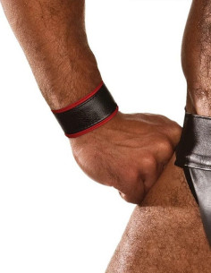 Bratara de piele neagra cu detalii rosii, reglabila cu capse - Wristband Black Red - Colt 2