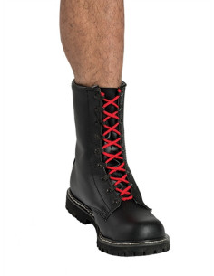 Sireturi bumbac pentru bocanci inalti tip fetish rosu - Shoe Laces Red - MisterB