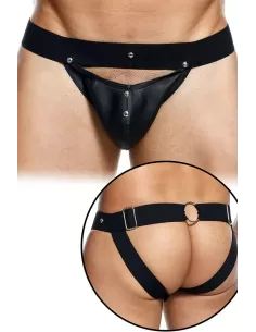 Suspensor piele ecologica marime unica banda 3,50 cm - Peakaboo Jockstrap Black - DNGEON - BlackFetish - BDSM Sex Shop