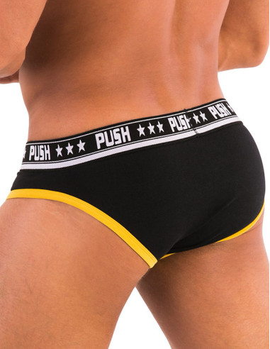 Lenjerie chilot neagra premium - Premium Black Yellow Cotton Brief - Push