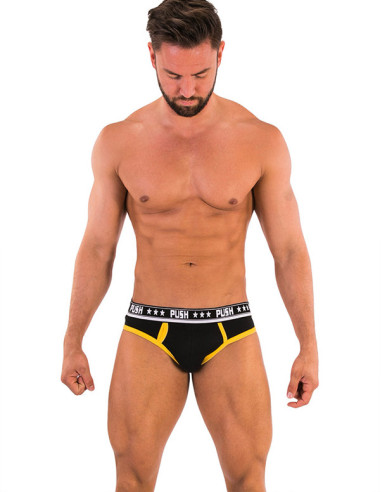 Lenjerie chilot neagra premium - Premium Black Yellow Cotton Brief - Push