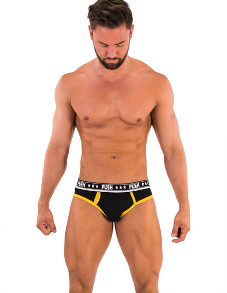 Lenjerie chilot neagra premium - Premium Black Yellow Cotton Brief - Push