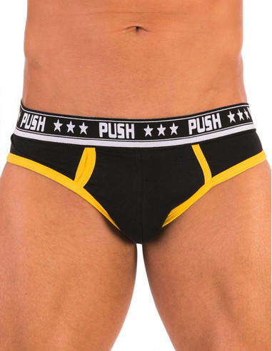 Lenjerie chilot neagra premium - Premium Black Yellow Cotton Brief - Push