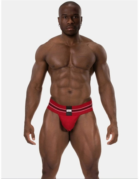 Suspensor sportiv rosu banda lata 7 cm - Boris Jockstrap Red - Barcode Berlin