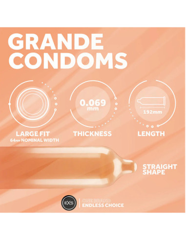 Set 12 prezervative XL - Grande XL Condoms 12 Pack 64 mm - EXS