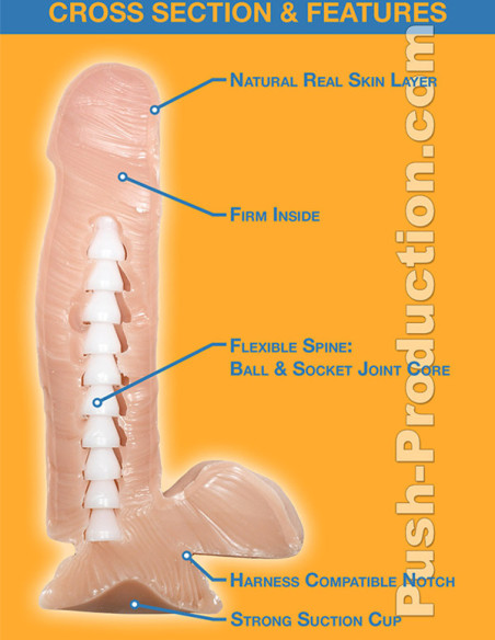 Dildo realist silicon TPE 17.50 x 3.5 cm textura catifelata ventuza - Chisa - Philander