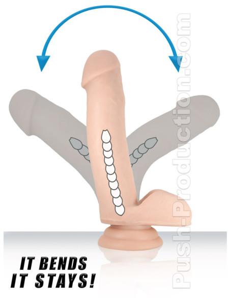 Dildo realist silicon TPE 17.50 x 3.5 cm textura catifelata ventuza - Chisa - Philander