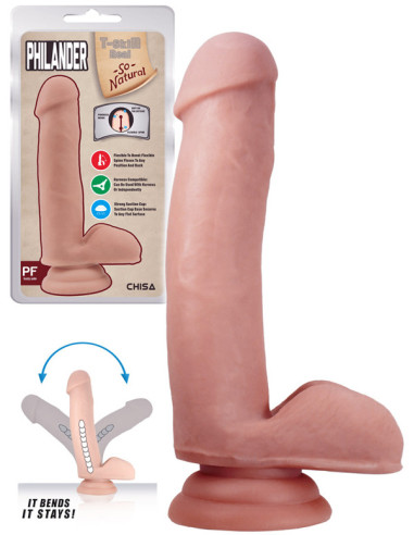 Dildo realist silicon TPE 17.50 x 3.5 cm textura catifelata ventuza - Chisa - Philander