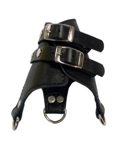 Parasuta intindere testicole, piele naturala neagra, atarnare greutati - Leather Parachute - BON4
