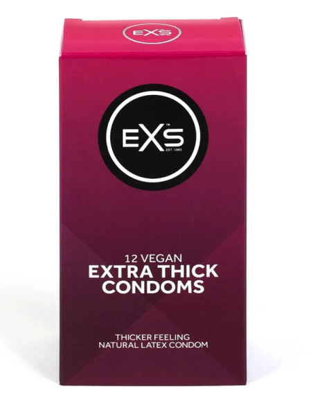Set 12 prezervative rezistente mai groase - Extra Thick Condoms 12 Pack 53 mm - EXS