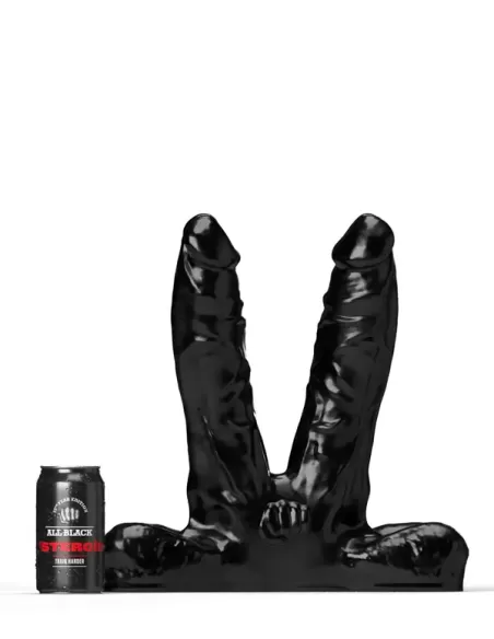 All Black Steroid Teamwork - dildo dublu XXL vinil 35 x 6,70 cm