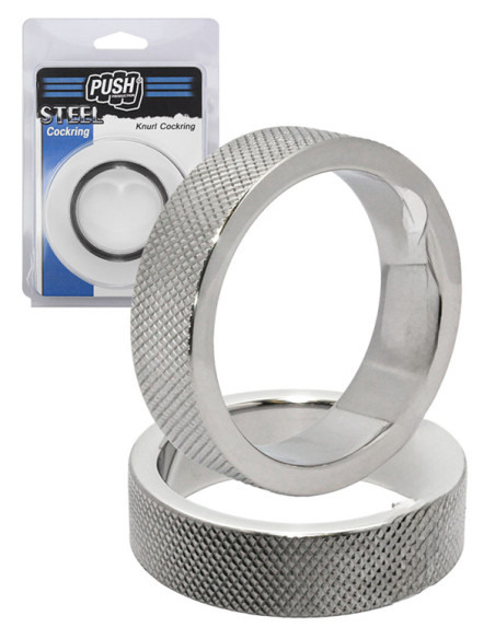 Inel penis fix rizuri metalic inox - Knurl Cockring - Push