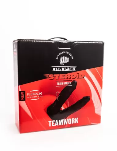 All Black Steroid Teamwork - dildo dublu XXL vinil 35 x 6,70 cm