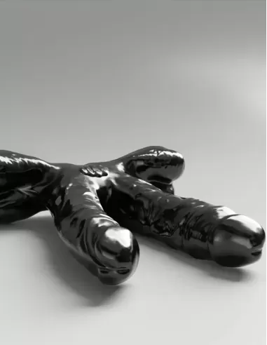 All Black Steroid Teamwork - dildo dublu XXL vinil 35 x 6,70 cm