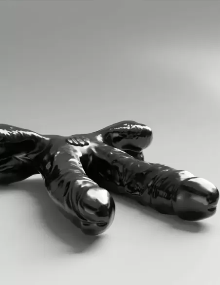 All Black Steroid Teamwork - dildo dublu XXL vinil 35 x 6,70 cm