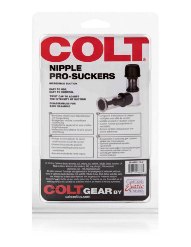 Set ventuze sfarcuri mari reglabile cu piston 3,5 cm negru - Nipple Pro Suckers Black -  Colt