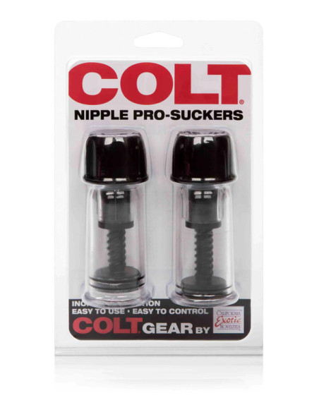Set ventuze sfarcuri mari reglabile cu piston 3,5 cm negru - Nipple Pro Suckers Black -  Colt