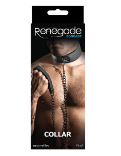 Set zgarda vinil cu lesa lant metalic - Renegade Collar - NS Novelties