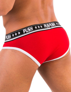 Lenjerie chilot rosu premium - Premium Red White Cotton Brief - Push 2