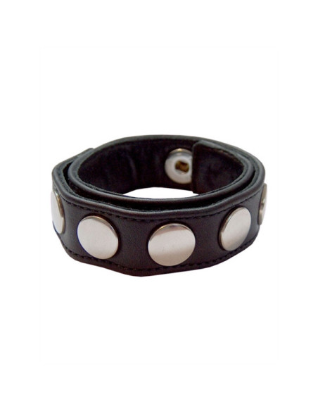 Inel penis ajustabil 8 capse nickel piele naturala fetish - Leather Cockstrap 8 Snapstuds Nickle