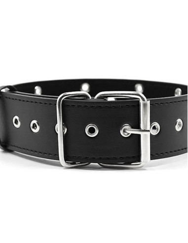 Zgarda fetish BDSM piele sintetica cu tinte metalice - Collar with Rivets Black - Black Label