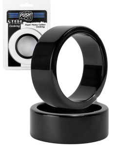 Inel penis fix metalic inox negru - Super Heavy Caliber Cockring Black - Push